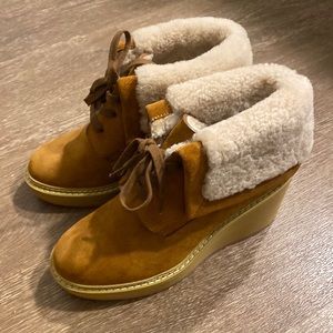 See By Chloe, tan, suede, wedge booties, 7
